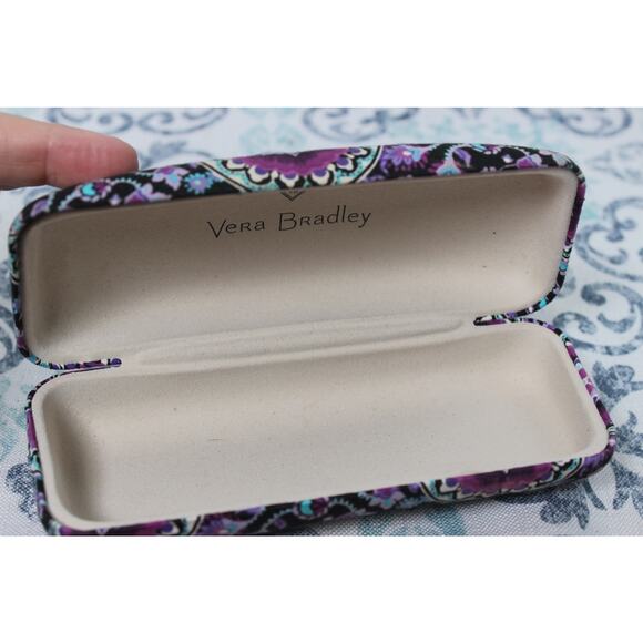 Vera Bradley Purple Paisley Floral Hard Eyeglass Clamshell Case - Picture 3 of 4